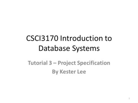 CSCI3170 Introduction to Database Systems