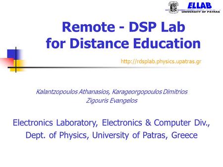 Remote - DSP Lab for Distance Education