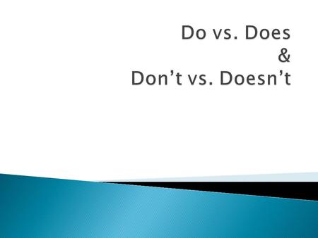 Do vs. Does & Don’t vs. Doesn’t
