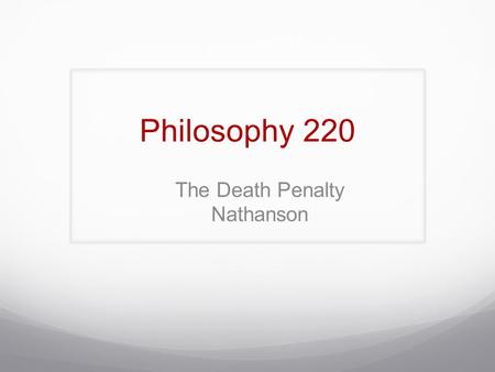 The Death Penalty Nathanson