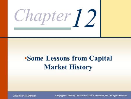 Some Lessons from Capital Market History