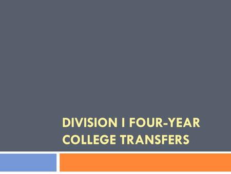 DIVISION I FOUR-YEAR COLLEGE TRANSFERS. Learning Objectives 2  Recognize and apply appropriate 4-4 transfer legislation;  Display ability to apply permission-to-contact.