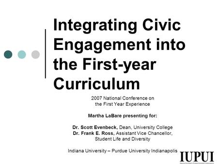 Integrating Civic Engagement into the First-year Curriculum