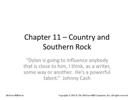 Chapter 11 – Country and Southern Rock