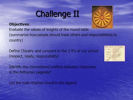Challenge II Objectives: