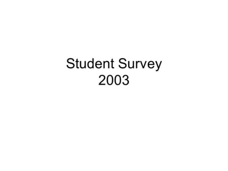 Student Survey 2003. Table of Contents Introduction2 Methods3 The Sample4 Objectives5 Demographics7 Use of Electronic Resources for Coursework11 Advantages.