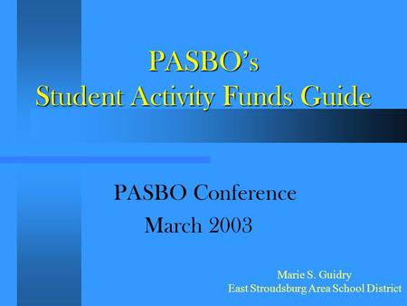 PASBO’s Student Activity Funds Guide