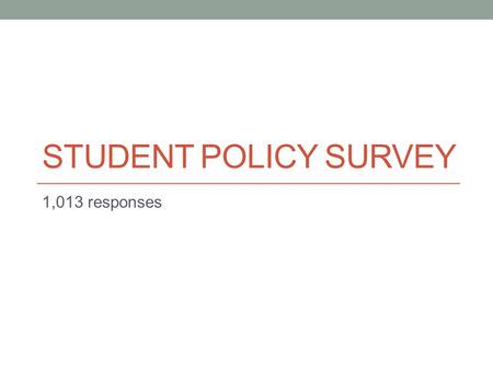 STUDENT POLICY SURVEY 1,013 responses. Demographics.