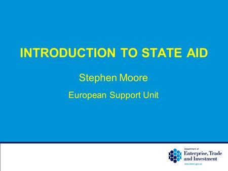 INTRODUCTION TO STATE AID