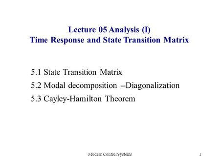 Time Response and State Transition Matrix
