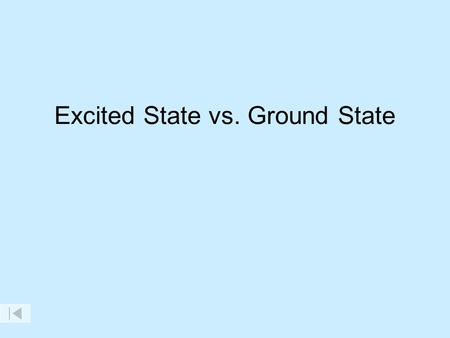 Excited State vs. Ground State. e-e- e-e- Ground state Excited state Electrons can only be at specific energy levels, NOT between levels.