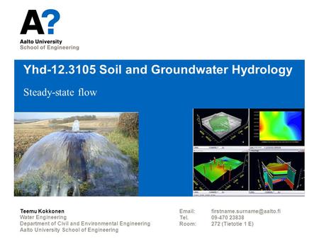 Yhd Soil and Groundwater Hydrology