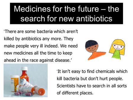 Medicines for the future – the search for new antibiotics