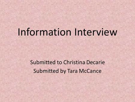 Information Interview