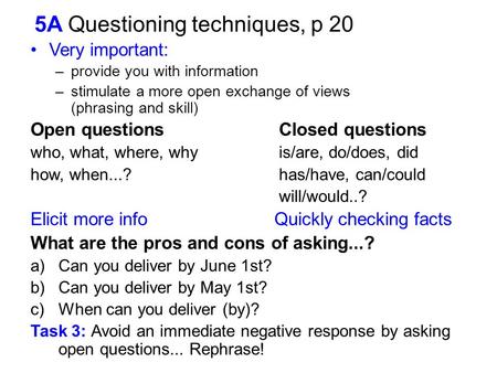 5A Questioning techniques, p 20