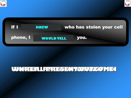If I who has stolen your cell phone, I you. KNOW UNREAL PRESENT CONDITION KNEW TELL WOULD TELL UNREAL PRESENT OUTCOME.