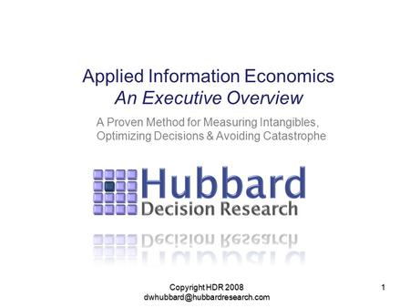 Applied Information Economics An Executive Overview