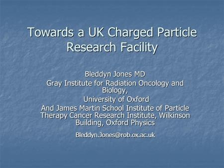 Towards a UK Charged Particle Research Facility