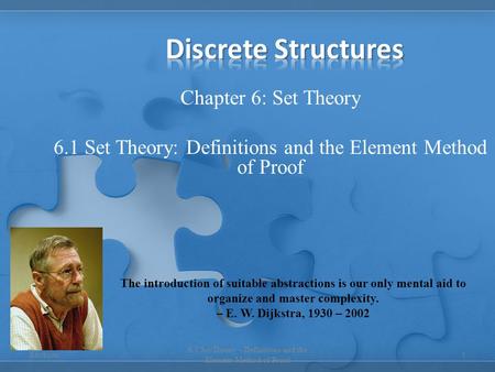 Discrete Structures Chapter 6: Set Theory