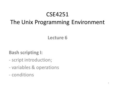 CSE4251 The Unix Programming Environment