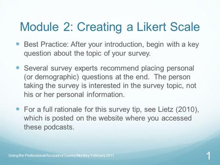 Module 2: Creating a Likert Scale