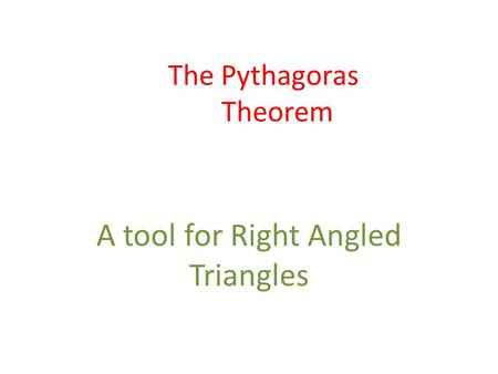 The Pythagoras Theorem