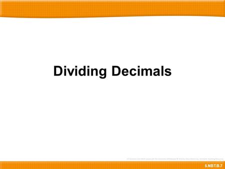 Dividing Decimals 5.NBT.B.7.