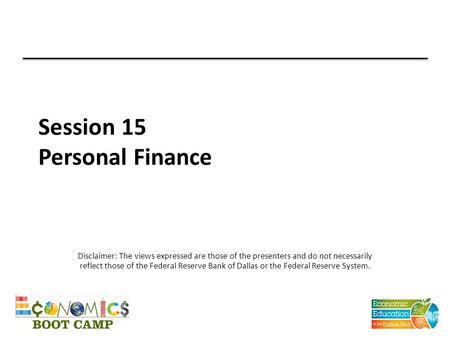 Session 15 Personal Finance