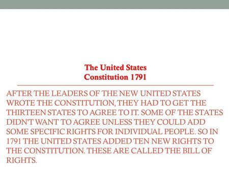 The United States Constitution 1791