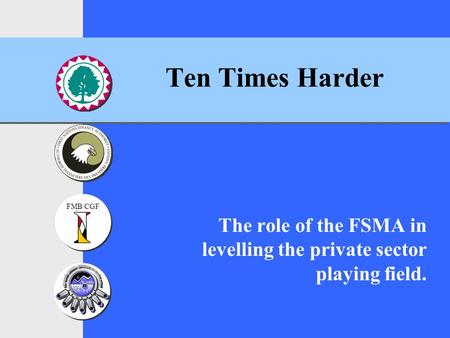 FMB/CGF Ten Times Harder The role of the FSMA in levelling the private sector playing field.