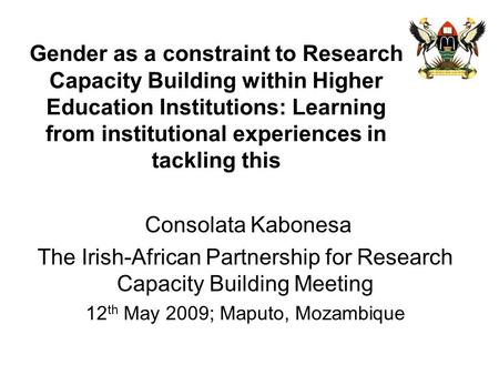 The Irish-African Partnership for Research Capacity Building Meeting