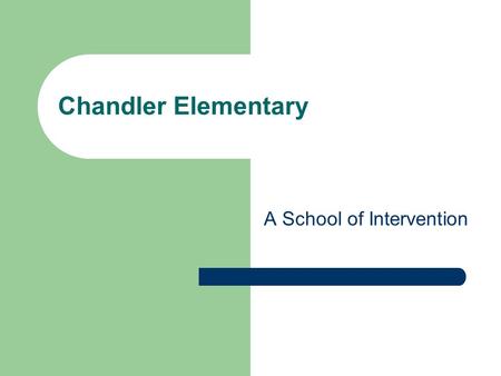 Chandler Elementary A School of Intervention. Goal for today: By the end of the session today, you will be able to identify 3-5 changes our school made.