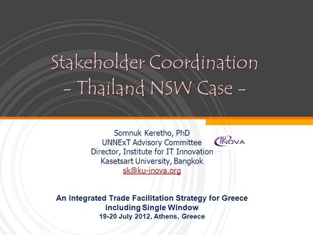 Stakeholder Coordination - Thailand NSW Case -