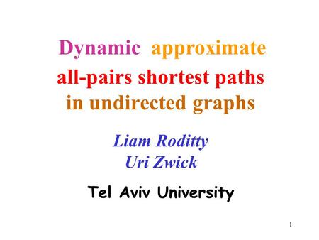 all-pairs shortest paths in undirected graphs