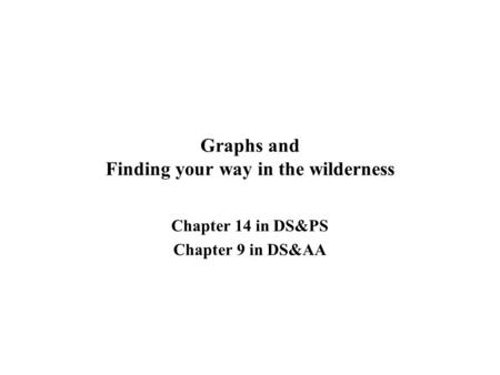 Graphs and Finding your way in the wilderness