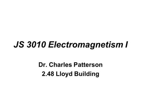 Dr. Charles Patterson 2.48 Lloyd Building