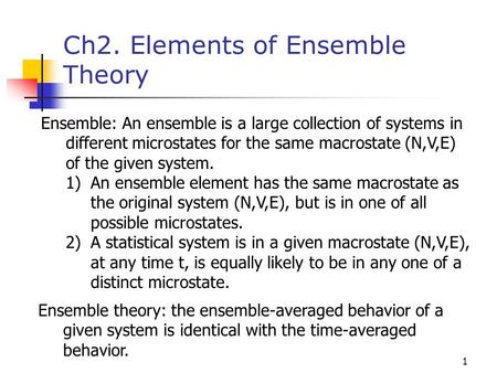Ch2. Elements of Ensemble Theory