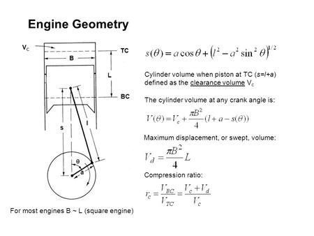 Engine Geometry BC L TC l VC s a q B