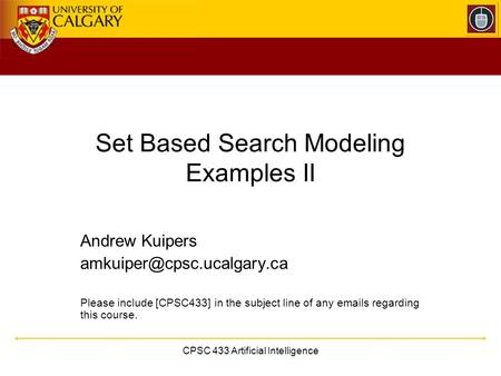 Set Based Search Modeling Examples II