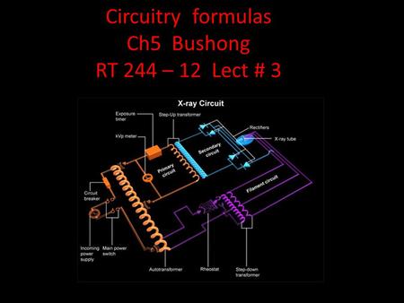 Circuitry formulas Ch5 Bushong RT 244 – 12 Lect # 3.