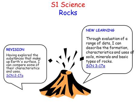 S1 Science Rocks NEW LEARNING