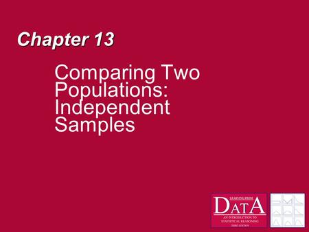 Chapter 13 Comparing Two Populations: Independent Samples.
