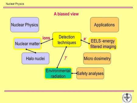 g A biased view Nuclear Physics Applications Detection techniques ions