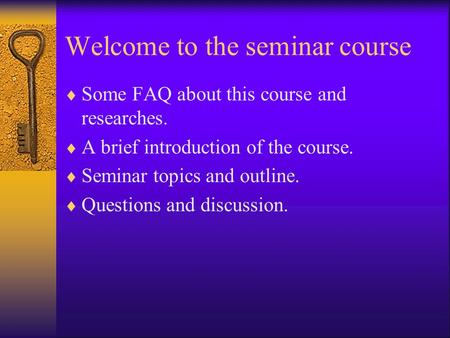 Welcome to the seminar course