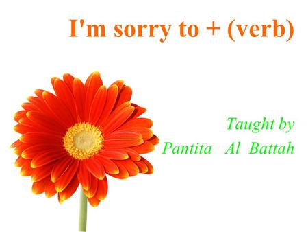 I'm sorry to + (verb) Taught by Pantita Al Battah.