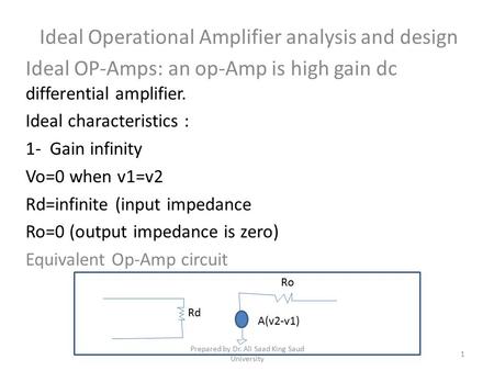 Ideal Operational Amplifier analysis and design