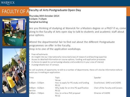 Faculty of Arts Postgraduate Open Day