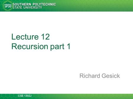 Lecture 12 Recursion part 1