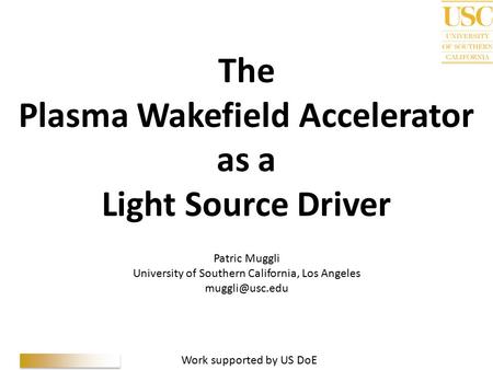 Plasma Wakefield Accelerator