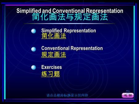 Simplified Representation Simplified Representation 简化画法 Conventional Representation Conventional Representation 规定画法 Exercises 练习题 Simplified and Conventional.